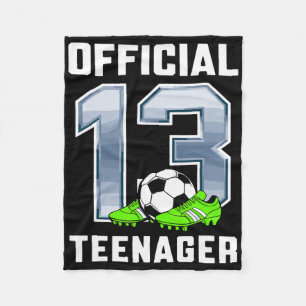 Official Teenager 13th Brithday Party Soccer Theme Fleece Blanket