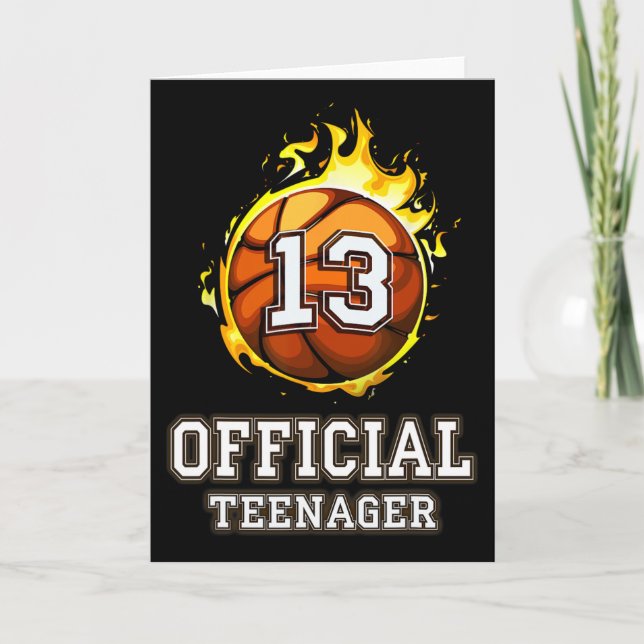 Official Teenager Bysketbyll 13th Birthday Gift  Card (Front)