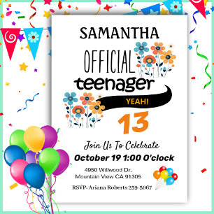 Official Teenager Girl Birthday Party Invitation