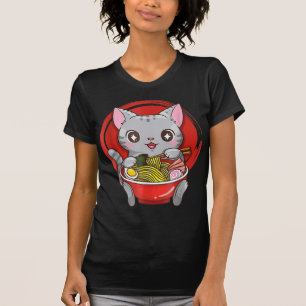 Official Teenager Ramen Cat Anime Kawaii Neko Japa T-Shirt