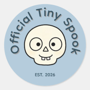 Official Tiny Spook Skeleton Halloween Party Favou Classic Round Sticker