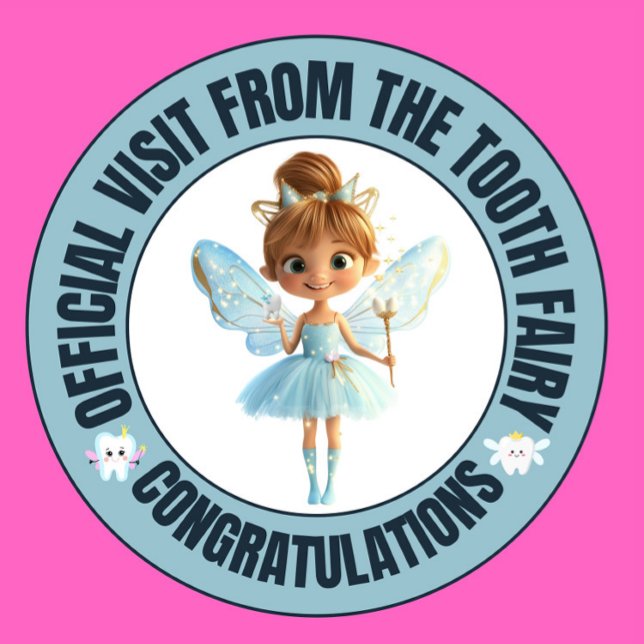 Official Tooth Fairy Visit Sticker For Kids (Official Visit From The Tooth Fairy Sticker)