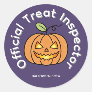 Official Treat Inspector Cute Pumpkin Halloween Classic Round Sticker