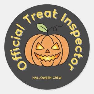 Official Treat Inspector Cute Pumpkin Halloween Classic Round Sticker
