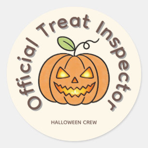 Official Treat Inspector Cute Pumpkin Halloween Classic Round Sticker