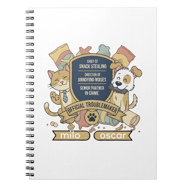 Official Troublemaker | Funny Pet Partners in Crim Notebook (Front)