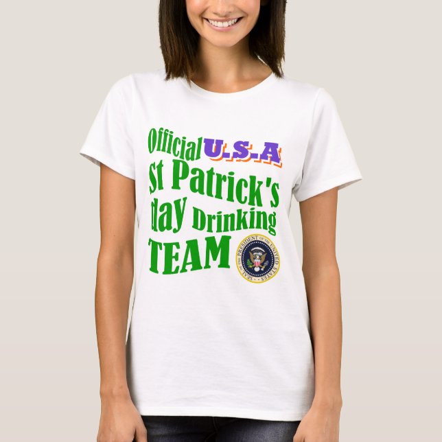 Official U.S.A St Patrick's drinking team T-Shirt (Front)