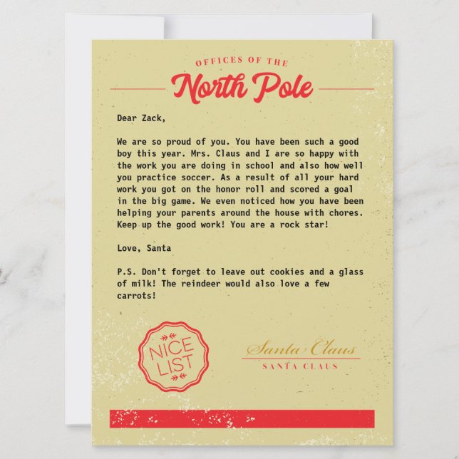 Official Vintage Santa Letter Holiday Card (Front)