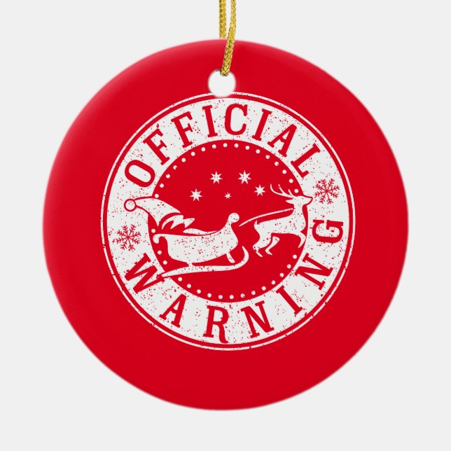 official warning santa's naughty list ceramic tree decoration (Front)
