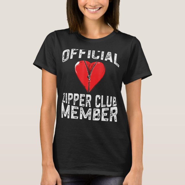 Official Zipper Club Member Funny Open Heart Surge T-Shirt (Front)