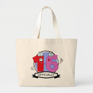 Officially 16 Birthday Banner Large Tote Bag