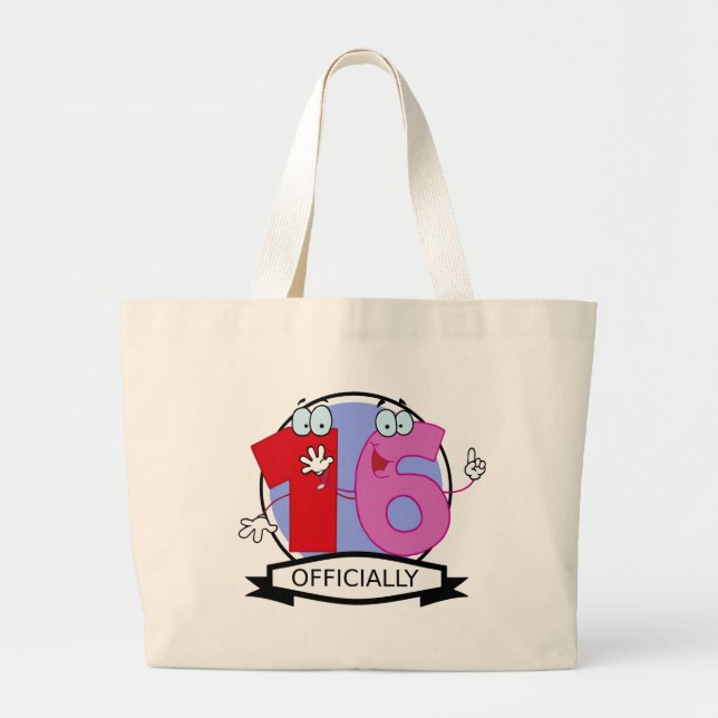 Officially 16 Birthday Logo Large Tote Bag (Front)