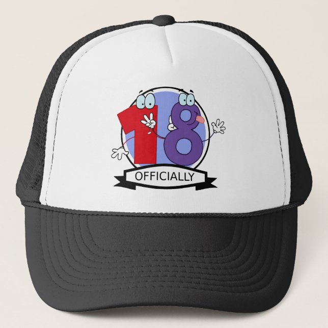 Officially 18 Birthday Banner Trucker Hat (Front)