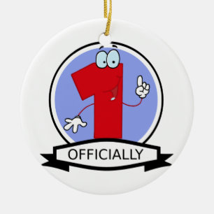 Officially 1 Birthday Banner Ceramic Tree Decoration