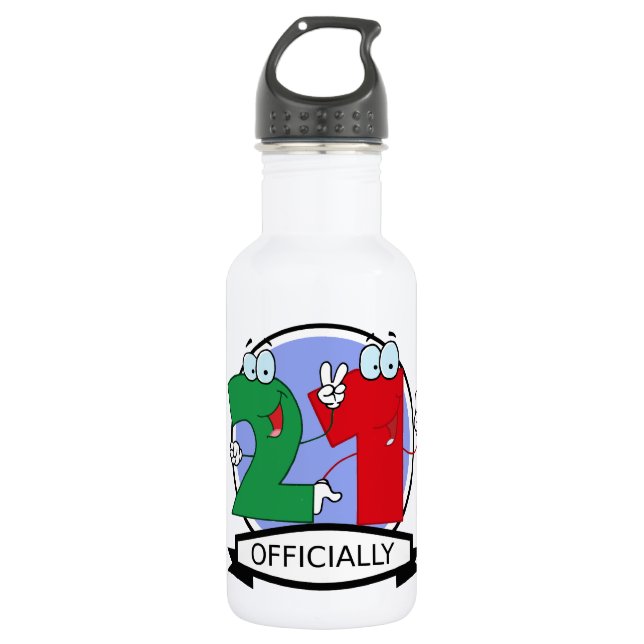 Officially 21 Birthday Banner 532 Ml Water Bottle (Front)