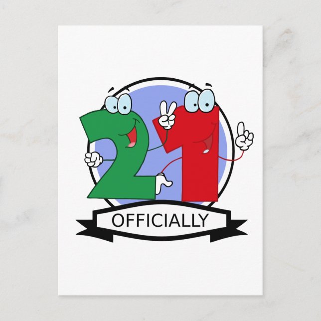Officially 21 Birthday Banner Postcard (Front)