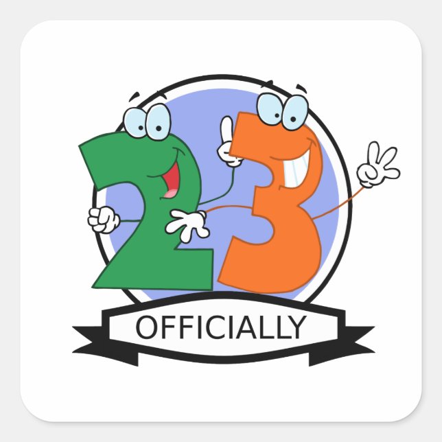 Officially 23 Birthday Logo Square Sticker (Front)