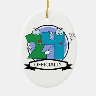 Officially 24 Birthday Logo Ceramic Tree Decoration