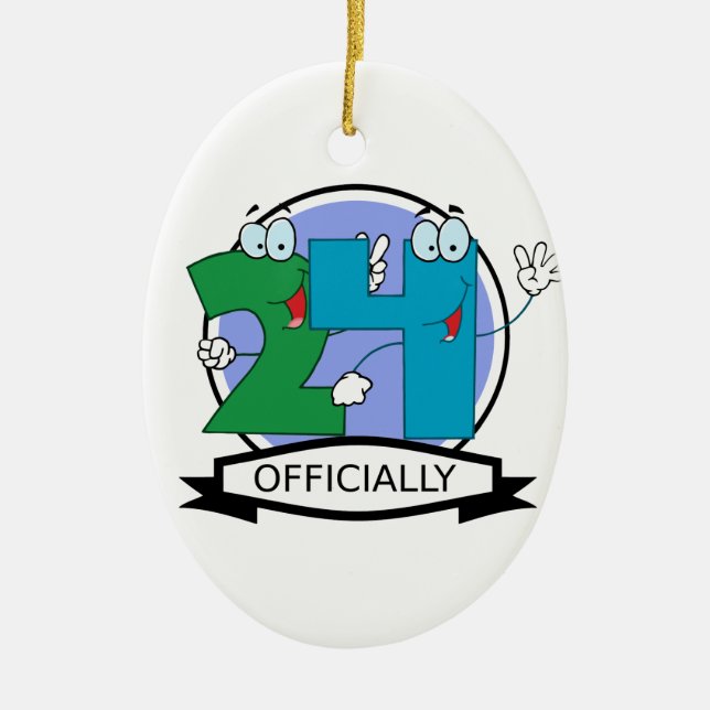 Officially 24 Birthday Logo Ceramic Tree Decoration (Front)