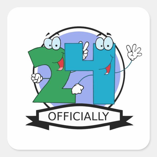 Officially 24 Birthday Logo Square Sticker (Front)