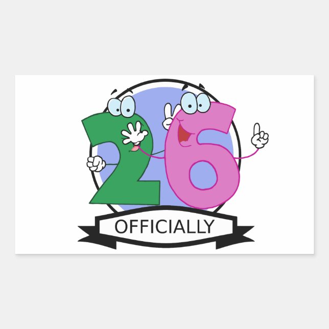 Officially 26 Birthday Logo Rectangular Sticker (Front)