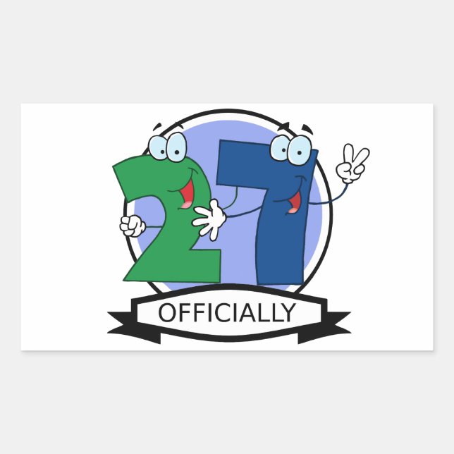 Officially 27 Birthday Logo Rectangular Sticker (Front)