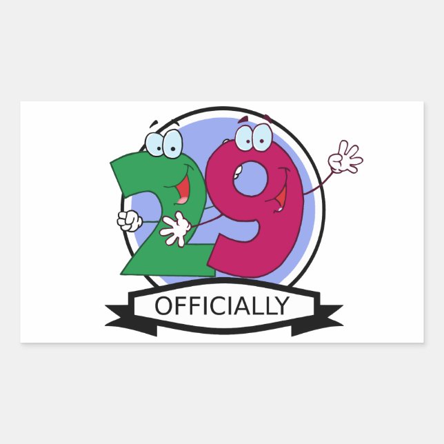 Officially 29 Birthday Logo Rectangular Sticker (Front)