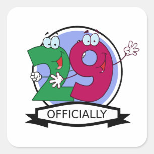 Officially 29 Birthday Logo Square Sticker