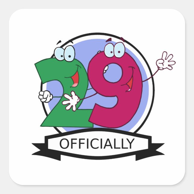 Officially 29 Birthday Logo Square Sticker (Front)