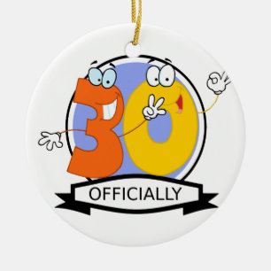 Officially 30 Birthday Banner Ceramic Tree Decoration