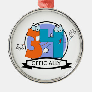 Officially 34 Birthday Banner Metal Tree Decoration