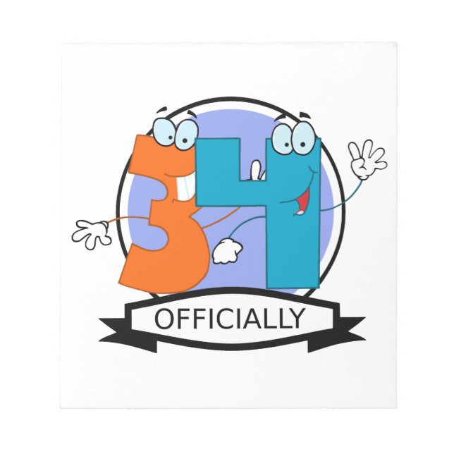 Officially 34 Birthday Logo Notepad (Front)