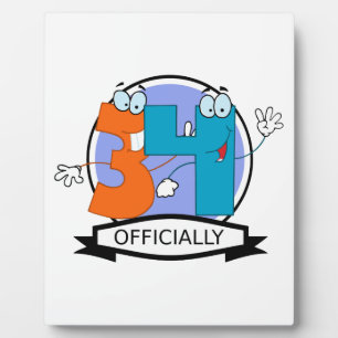 Officially 34 Birthday Logo Plaque