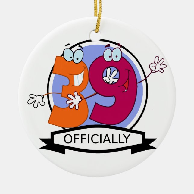 Officially 39 Birthday Banner Ceramic Tree Decoration (Front)