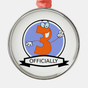 Officially 3 Birthday Banner Metal Tree Decoration