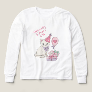 Officially 3 Years Old Cute Cat Girls Birthday T