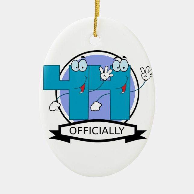 Officially 44 Birthday Logo Ceramic Tree Decoration (Front)