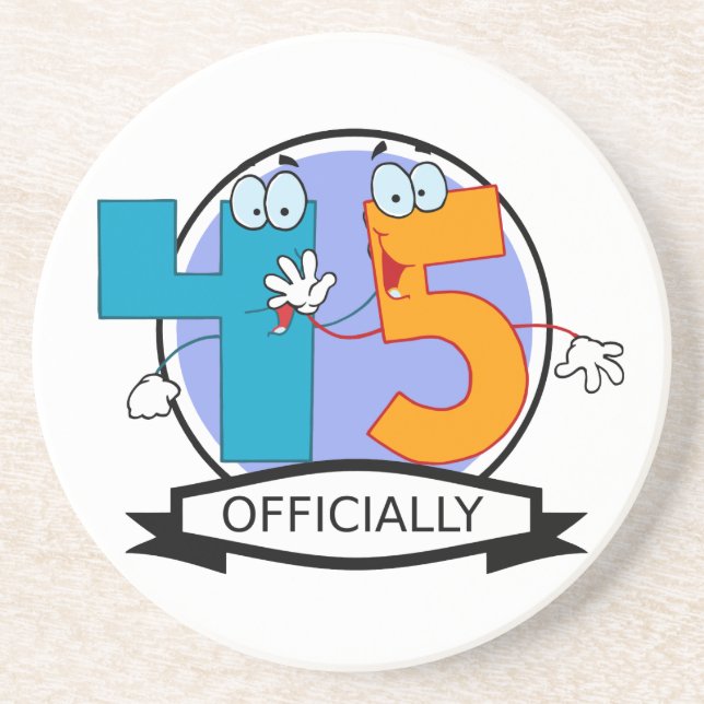 Officially 45 Birthday Banner Coaster (Front)
