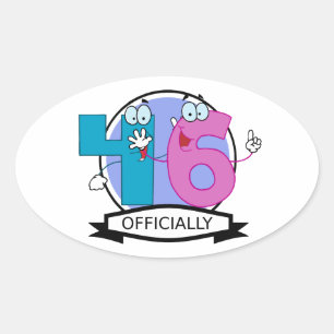 Officially 46 Birthday Banner Oval Sticker
