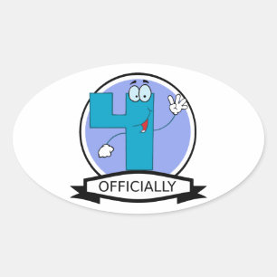 Officially 4 Birthday Banner Oval Sticker