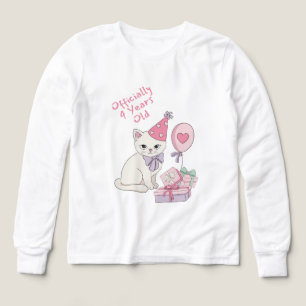 Officially 4 Years Old Cute Cat Girls Birthday T-S