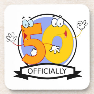 Officially 50 Birthday Banner Coaster