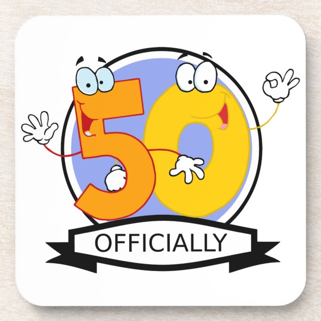 Officially 50 Birthday Banner Coaster (Front)