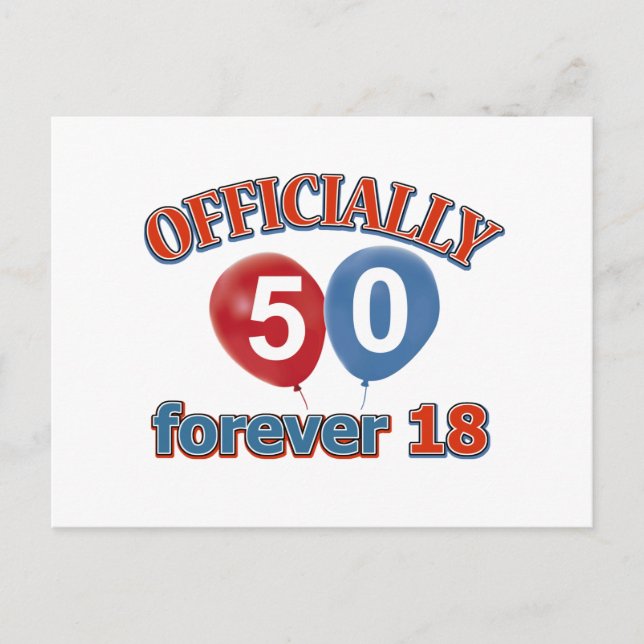 Officially 50 forever 18 postcard (Front)