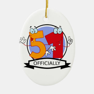 Officially 51 Birthday Logo Ceramic Tree Decoration