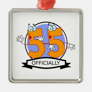 Officially 55 Birthday Banner Metal Tree Decoration