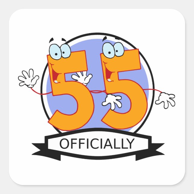 Officially 55 Birthday Banner Square Sticker (Front)