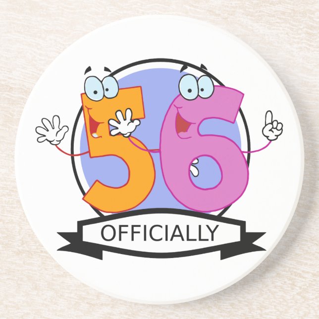 Officially 56 Birthday Banner Coaster (Front)