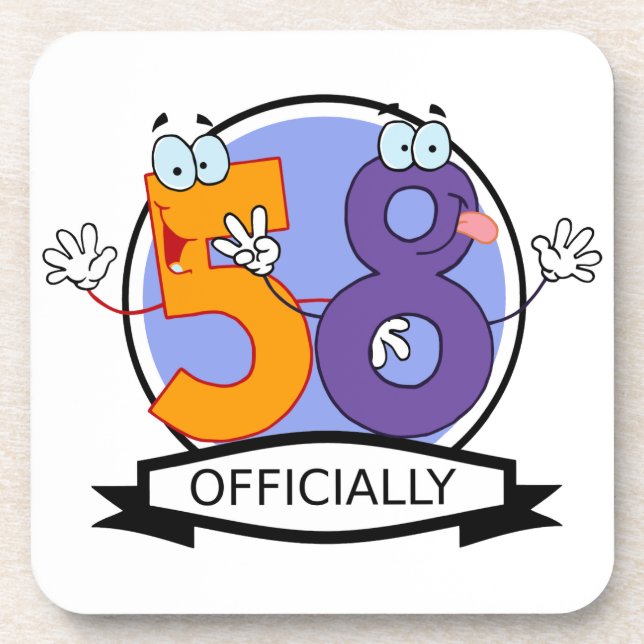 Officially 58 Birthday Banner Coaster (Front)