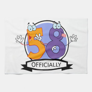 Officially 58 Birthday Banner Tea Towel